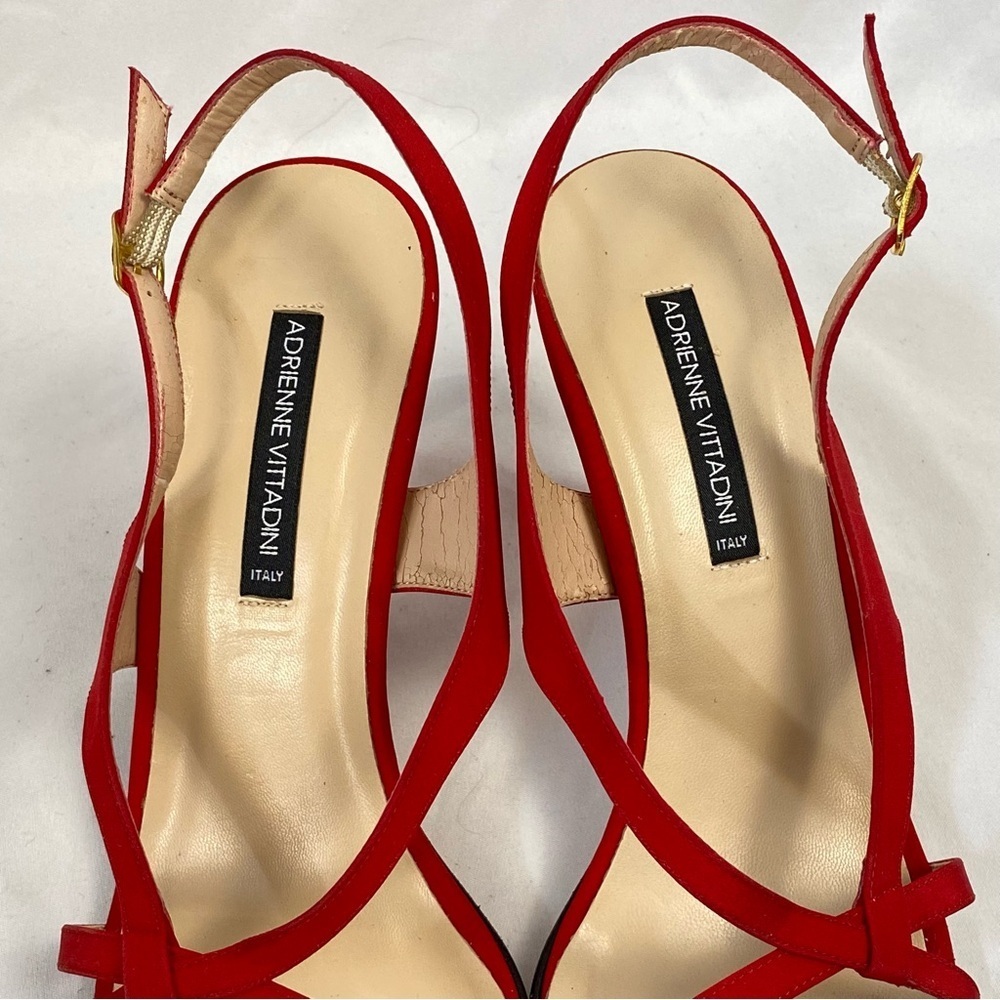 Adrienne Vittadini Gaia Arianna Red Heeled Slingback Size 10 Medium Leather Sole - Picture 8 of 16
